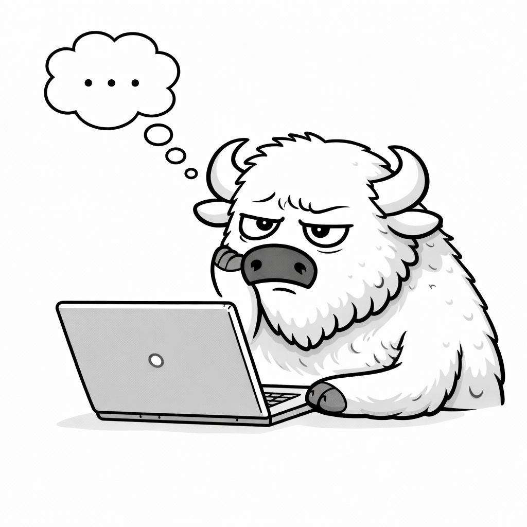 Bizon przy laptopie